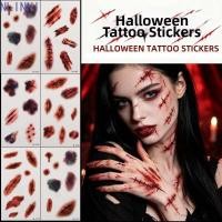 ราคา NLINNI สติกเกอร์รอยสักฮาโลวีน Zombie คอสเพลย์ Bloody แต่งหน้า Bruise Scab แผลเป็นสติกเกอร์รอยสัก กันน้ําติดทนนานทิ้ง Body Art Scar Decals ผู้ชายผู้หญิง (56813859284)