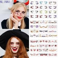 ราคา NLINNI 12 ชิ้นฮาโลวีน Face Tattoo สติกเกอร์ Spider Web ฟักทอง Bloodstain Blush รอยสักชั่วคราว กันน้ํายาวนาน DIY Body Art แผลเป็นสติกเกอร์ปาร์ตี้ฮาโลวีน (52813812790)