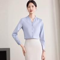 ราคา เสื้อคอวีสีฟ้าผู้หญิงฤดูใบไม้ผลิฤดูใบไม้ร่วงชุดสูทระดับไฮเอนด์ภายในด้านบนสัมภาษณ์มืออาชีพสวมใส่อย่างเป็นทางการเสื้อชีฟองแขนยาว FFNS (55163614752)