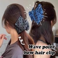 ราคา ในแฟชั่น กิ๊บติดผมขนาดใหญ่ลายจุดตัวเลือกสีน้ําเงิน สีเทาพร้อมดีไซน์โบว์อุปกรณ์เสริมพื้นผิวผ้าและพลาสติกสไตล์หวานสําหรับใช้อย่างเป็นทางการและเด (55250985848)