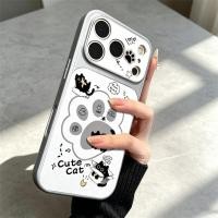 ราคา Black Cat Paw กันกระแทกหนังเคสโทรศัพท์ขอบเงินสําหรับ VIVO Y28 Y17 Y17S Y20S Y15S S17T สําหรับสาว (47763995030)