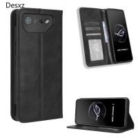 ราคา ปลอกหนังสําหรับ ASUS ROG Phone 7 Pro 5G Vintage Flip Cover ROG7 Ultimate Magnetic Business Wallet Case PU Cases Card Holder Stand (49614020026)