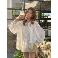 ราคา มาใหม่ สไตล์ตะวันตกคอวีสีขาวแขนยาวลูกไม้เย็บเสื้อชีฟองสไตล์ใหม่ด้านบนไขมันมมขนาดใหญ่หลวมเสื้อตัวเล็กผู้หญิง (50314055603)
