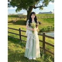 ราคา ลดราคาจํากัดเวลา ใส่เที่ยว โดปามีน สไตล์ป่าชุดฮากามาสีเขียวฤดูร้อนที่สวยงามยักษ์สวยโบฮีเมียนกระโปรงยาว (27395073403)