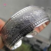 ราคา HWETR Antic ทิเบตชุบเงินทิเบต Totem กําไลข้อมือเครื่องประดับข้อมือสร้อยข้อมือกว้างผู้หญิง (48962195195)