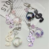 ราคา zeblonsun 1 ชิ้น Y2K Musical Notes Star หูฟังลูกปัดพวงกุญแจ Creative Mini ชุดหูฟังจี้ Keychain (50765251996)