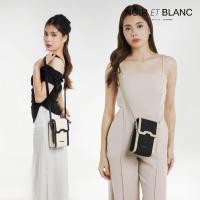 ราคา Louis Montini Noir Et Blanc กระเป๋าใส่โทรศัพท์ กระเป๋าสะพายข้าง กระเป๋าผ้าแคนวาส ผสมหนังวัวแท้ WHB21 (27211639577)