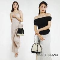ราคา Louis Montini Noir Et Blanc กระเป๋าสะพายข้าง กระเป๋าผ้าแคนวาส ผสมหนังวัวแท้ WHB22 (27661646006)