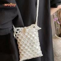 ราคา YOLANDA กระเป๋าสะพายไหล่ขนาดเล็ก กระเป๋าสะพายโซ่สีขาวลูกปัดกระเป๋าสะพายข้างหรูหราประดับด้วยลูกปัดทุกวันแพ็คผู้หญิง (57965552655)