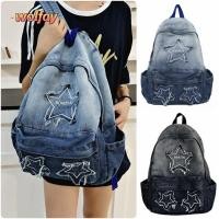 ราคา YOLANDA กระเป๋าเป้สะพายหลังผ้ายีนส์กระเป๋านักเรียนโครงสร้างหลายกระเป๋าความจุขนาดใหญ่วัสดุผ้ายีนส์ทนทานกระเป๋าสะพายอเนกประสงค์สําหรับวัยรุ่น (55766216441)