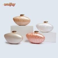 ราคา YOLANDA กระเป๋าคลัทช์ตอนเย็น อะคริลิครูปไข่กระเป๋าสะพายข้าง วินเทจสีเบจสีมุกตกแต่งสายโซ่ผู้หญิงสลิงกระเป๋าของขวัญ (53666181361)
