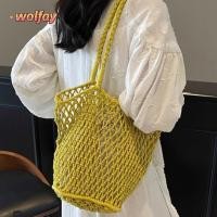 ราคา YOLANDA กระเป๋าสะพายไหล่กลวงออก กระเป๋าถือถักสไตล์โบฮีเมียนแฮนด์เมด ตาข่ายผ้าฝ้ายผ้าลินินโครเชต์กระเป๋าหญิงใช้ (52815396133)