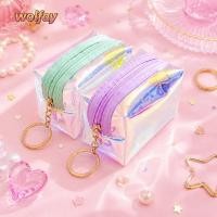 ราคา YOLANDA กระเป๋าสตางค์ PVC โปร่งใส สีพาสเทลโฮโลแกรมกระเป๋าใส่เหรียญขนาดเล็ก Kawaii กันน้ําซิปแบบพกพา Kawaii กระเป๋าจุด (51815942232)