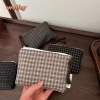 ราคา YOLANDA กระเป๋าสตางค์กระเป๋าแต่งหน้า กระเป๋าใส่เหรียญผ้าฝ้ายลายสก็อตวินเทจ ซิปกระเป๋าเก็บสไตล์เกาหลีกระเป๋าซิปขนาดเล็ก (51066192861)
