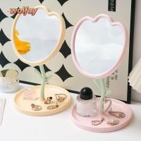 ราคา กระจกแต่งหน้าดอกไม้ หมาป่า กระจกแต่งตัวที่ถอดออกได้ความละเอียดสูง รูปดอกทิวลิปแบบพกพาด้านเดียวหมุนอเนกประสงค์กระจกเจ้าหญิงที่เก็บเคร (25091701190)