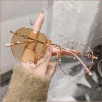 ราคา 0 400 แว่นตาสายตาสั้น กรอบสีทอง ป้องกันรังสียูวี สําหรับผู้ชาย และผู้หญิง (21291625593)