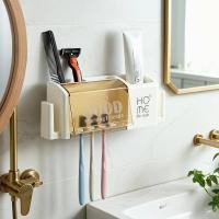 ราคา Hot Fashion ที่ใส่แปรงสีฟันติดผนังอเนกประสงค์ Five Hole Bathroom Storage Ra Organizer ชั้นวางของสําหรับครอบครัวแปรงสีฟันและยาสีฟัน (58065886329)