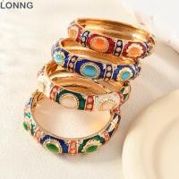 ราคา LONNG สร้อยข้อมือกําไลข้อมือเคลือบ หยดน้ําลายหินโอปอลเทียมสร้อยข้อมือโอปอลเทียม หรูหราโลหะที่มีสีสันพรรคกําไลมือพรรคของขวัญ (52363211398)