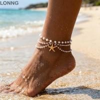 ราคา LONNG เลียนแบบมุกสร้อยข้อเท้า หอยสังข์จี้ปรับปลาดาวจี้สร้อยข้อเท้า โบฮีเมียนสไตล์เปลือกหอยสร้อยข้อเท้าชายหาด (55113513795)