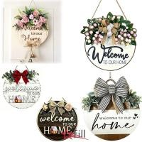 ราคา ห้องโถง ป้ายประตูไม้ 2ง แบนลายดอกไม้ป้ายยินดีต้อนรับไม้ ทนทานรูปแบบโบว์เนื้อแข็งแขวนแผ่นฤดูใบผลิฤดูร้อนตกแ (58115368471)