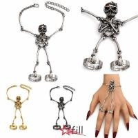 ราคา FILL Skull Hand Chain Quirky Style Alloy Material Skeleton Hand Bracelet Creative Design Adjustable Chain Retro Finger Ring Chain สําหรับ (55416109401)