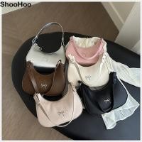 ราคา SHOOHOO Bowknot Underarm Bag Design Large Capacity Bowknot Armpit Bag Solid Color PU Leather Y2K Handbag (57715657217)