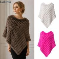 ราคา LONNG ผ้าคลุมไหล่ขนกระต่าย สไตล์เสื้อสวมหัวฤดูหนาวที่อบอุ่นขนผ้าคลุมไหล่ห่อ เลดี้แฟชั่นสีทึบลายขนสัตว์ธรรมชาติจริงถักเคปสําหรับฤดูใบไม้ร่วงฤดูห (54964882043)