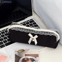ราคา LONNG Pencil กระเป๋าใส่ดินสอลูกไม้ความจุขนาดใหญ่ กระเป๋าเก็บเครื่องเขียนสีดําผ้านวมน่ารักกระเป๋าจัดระเบียบ (57016404166)