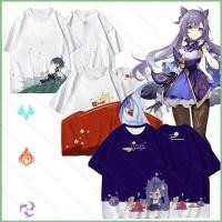 ราคา DC2 Genshin Impact เสื้อยืดอะนิเมะแขนสั้น Unisex เสื้อลําลองหลวม 3D พิมพ์ Keqing Xiao Paimon Tee เสื้อ Plus Si (41183036989)