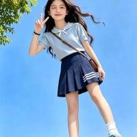 ราคา สินค้าใหม่ สาวสีกรมท่ากระโปรงจีบคู่สีขาวลายเย็บชุดนักเรียนสไตล์กระโปรงสั้นนักเรียนชั้นประถมศึกษาฤดูร้อน 2026 (58015456622)