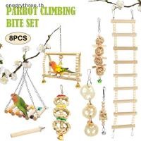 ราคา ไทย แฟชั่น 8ชิ้นบินนกแก้วนกของเล่นนกแก้วการฝึกอบรมไม้ธรรมชาตินกแก้วแกว่งคอนของเล่นนกกรงปีนของเล่นอุปกรณ์สัตว์เลี้ยง (41183403852)
