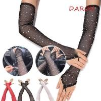 ราคา DARON ถุงมือไร้นิ้ว ถุงมือตาข่าย Rhinestone ตาข่าย 42 ซม แฟชั่นเชียร์แขนแขนความยืดหยุ่น Glitter ถุงมือยาวคอสเพลย์ (58065682926)