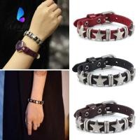 ราคา LAKAM หนังสร้อยข้อมือ โลหะผสม Star Skull สร้อยข้อมือ Goth Vintage เข็มขัดหัวเข็มขัด Clasp PU หนังสร้อยข้อมือผู้หญิงผู้ชาย (57866148990)
