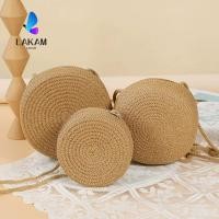 ราคา LAKAM กระเป๋าถือฟาง กระเป๋าฟางสานแฮนด์เมด กระเป๋าใส่เหรียญทรงกลมชายหาดฤดูร้อนเด็กเด็ก (57764331290)