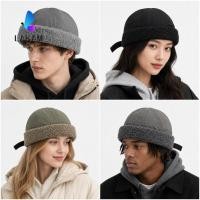 ราคา LAKAM Docker Cap หมวกบีนนี่สีทึบไม่มีปีก ซับในขนแกะแบบปรับได้หมวกขนสัตว์อุ่นขนแกะ (55266046378)