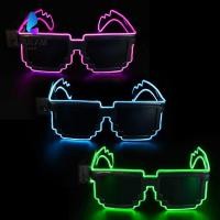 ราคา LAKAM โมเสคแว่นตา LED ไร้สาย Neon Party ไนท์คลับแว่นตาไฟ LED เรืองแสงในที่มืด แฟชั่นฮาโลวีนคริสต์มาสวันเกิดกระพริบแว่นตาสําหรับผู้ใหญ่เด็ก (53866363937)