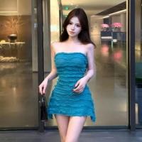 ราคา ชุดผู้หญิงลายลูกไม้เซ็กซี่ สีทึบแขนกุด ทรงกระบอกเพิ่มความเรียวยอดนิยม (53008105211)