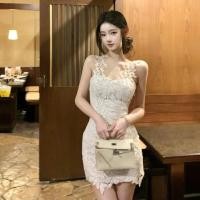 ราคา จีนฤดูร้อนสไตล์ใหม่ท่องเที่ยววันหยุดเซ็กซี่ลูกไม้ชุดสลิงผู้หญิง ผอมลง ดู โวลต์ คอแขนกุดสะโพก ครอบคลุม ชุดแน่น (51911363606)