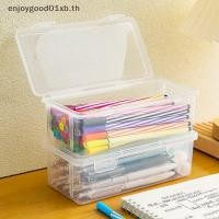 ราคา EDTH 1PC กล่องดินสอพลาสติกความจุขนาดใหญ่ Staable โปร่งแสงกล่องดินสอใสอุปกรณ์สํานักงานจัดเก็บกล่อง (54916216131)