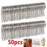 ราคา 50 ชิ้น กระเป๋าพวงกุญแจพร้อมโซ่ พวงกุญแจ DIY เครื่องประดับ พวงกุญแจโลหะเปล่าสีเงิน ที่ใส่แหวนกุญแจรถ ห่วงกุญแจแยกแหวน อุปกรณ์เสริมพวงกุญแจ (29681812102)