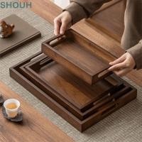ราคา SHOUH ถาดเก็บอาหารสี่เหลี่ยมพร้อมที่จับถาดไม้ไม้ไผ่ตกแต่งถาดสีขนมพาเลทบ้าน (52566679753)