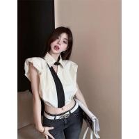 ราคา ลด 50 ขายร้อน สาวร้อนหวานเสื้อโปโลเสื้อกั๊กบินแขนสั้นด้านบนการออกแบบรู้สึกซอกอารมณ์ฝรั่งเศสเสื้อเชิ้ตสีขาวผู้หญิงฤดูร้อน (48765852336)
