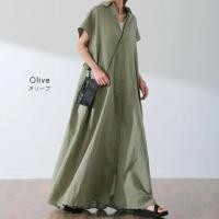 ราคา ลดราคาจํากัดเวลา ญี่ปุ่น ลอตเต้ ด้านนอก คําสั่ง กระโปรงเสื้อสวมหัวแขนสั้นผ้าฝ้ายผ้าลินินผู้หญิงหลวมปกเสื้อลําลอง (49366779589)