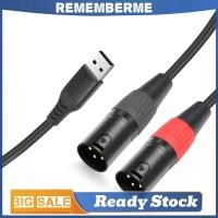 ราคา 1 2 3M USB A ถึง Dual XLR สายสัญญาณเสียงชาย PC USB เป็นตัวแปลงสายสัญญาณเสียงสเตอริโอ (29588090325)