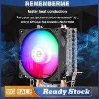 ราคา 90 มม CPU Air Cooler 2 ท่อความร้อนQuiet Rainbow RGB พัดลมระบายความร้อน 3PIN เงียบ RGB พัดลมสําหรับ Intel 1150 1151 1155 1156 1200 AMD AM2 (45212818134)