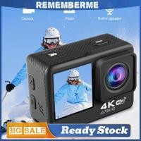 ราคา 4K UHD Action กล้อง 1080P 30FPS 2 0 นิ้วหน้าจอ IPS กีฬากลางแจ้ง Cam Dual หน้าจอจอแสดงผลจักรยานกล้องบันทึกวิดีโอ 120 มุมกว้าง 30M กันน้ํา (43282009401)