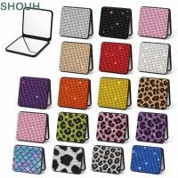 ราคา SHOUH กระจกพกพา กระจกแต่งหน้าน้ําหนักเบาดีไซน์พับได้ ตกแต่ง Rhinestone ประกายกระจกพับได้ทรงสี่เหลี่ยมแต่งหน้าทุกวัน (54466854900)