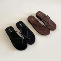 ราคา ขายร้อน ส้นลิ่มสายรัดคู่ส้นกลาง Flip Flops 2026 ผู้หญิงส้นแบน Flip Flops สวมใส่ด้านนอกรองเท้าแตะชายหาดรองเท้าแตะกันลื่น (57162740619)