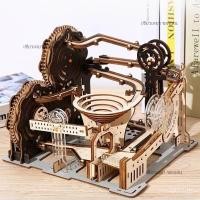 ราคา 3D สามมิติปริศนาเครื่องจักรไม้ Track Ball ปริศนาทําด้วยมือ diy ไม้ประกอบของเล่นตกแต่ง (40858205663)