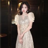 ราคา ส่งไวจากไทย ชุดราตรี ชุดราตรียาวออกงานกลางคืน สีแชมเปญ (28234056682)